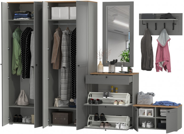 Остин Прихожая 48, серый графит/дуб крафт золотой