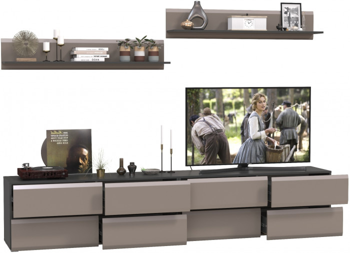 Сидней Комплектация № 044, корпус: антрацит/фасады: МДФ веллюто капучино