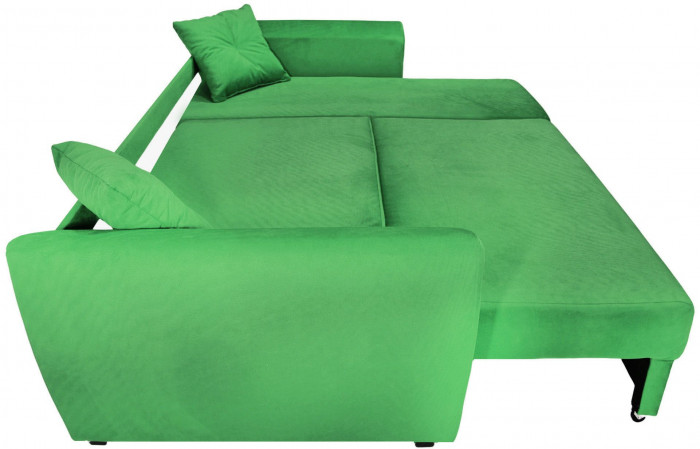 Диван-кровать угловой Амстердам Люкс, 150х200, еврокнижка, независимый пружинный блок, велюр, зеленый