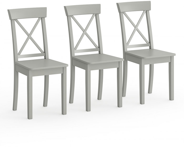 Три стула Мебель--24 Гольф-14 разборных, цвет серый, деревянное сиденье серое, ШхГхВ 41х42х95 см., от пола до верха сиденья 47 см.