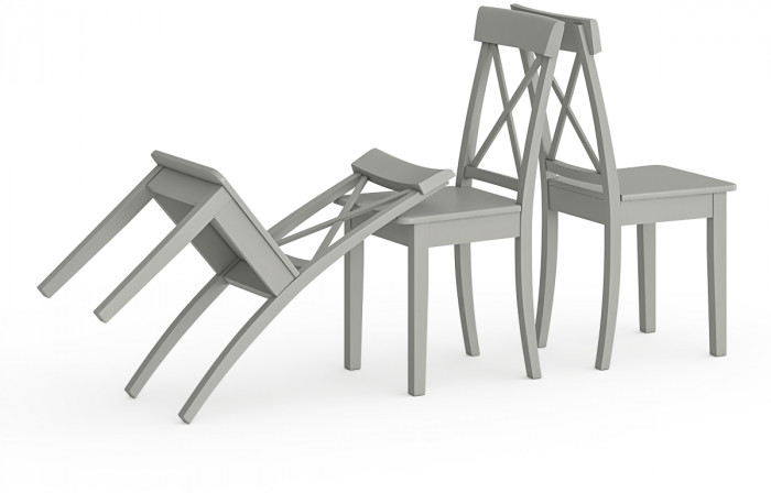 Три стула Мебель--24 Гольф-14 разборных, цвет серый, деревянное сиденье серое, ШхГхВ 41х42х95 см., от пола до верха сиденья 47 см.