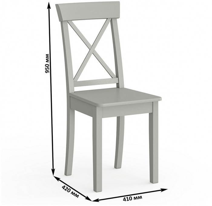 Три стула Мебель--24 Гольф-14 разборных, цвет серый, деревянное сиденье серое, ШхГхВ 41х42х95 см., от пола до верха сиденья 47 см.