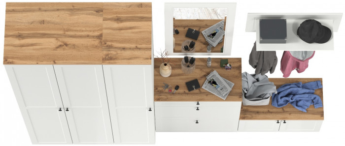 Остин Прихожая 49, белый шагрень/дуб крафт золотой