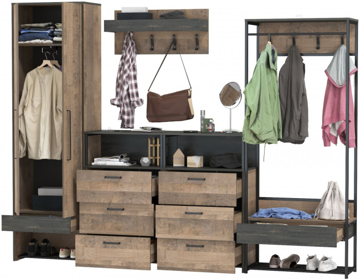 Трувор Прихожая 239, дуб гранж песочный/интра