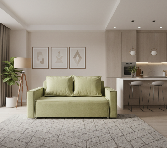 Диван-аккордеон Лофт 120х200, ППУ, велюр бежевый