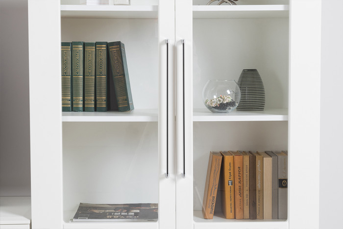 Валенсия Гостиная № 104, ЛДСП белый шагрень/МДФ белый шагрень