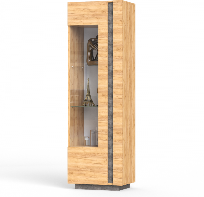 Арчи Шкаф-витрина 03.263, дуб крафт золотой/камень тёмный