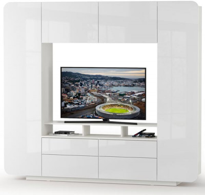 Румба 03.272 Шкаф комбинированный, белый/белый глянец