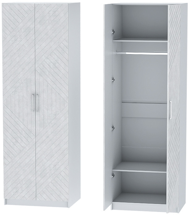 Шкаф двухдверный №1 "Иннэс-7" - Белый/Бетон снежный