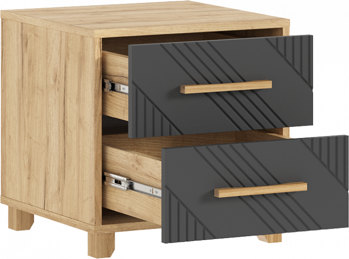 Ирис Тумбы прикроватные, браш графит/дуб крафт (2шт)