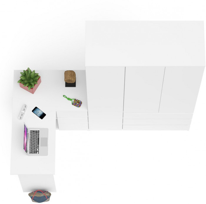 Мори Стол компьютерный МС-16 правый + Шкаф МШ1200.1, цвет белый, ШхГхВ 244,8х84,9х209,6 см., выдвижные ящики справа, НЕ универсальная сборка