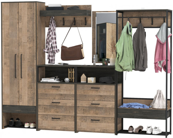 Трувор Прихожая 242, дуб гранж песочный/интра