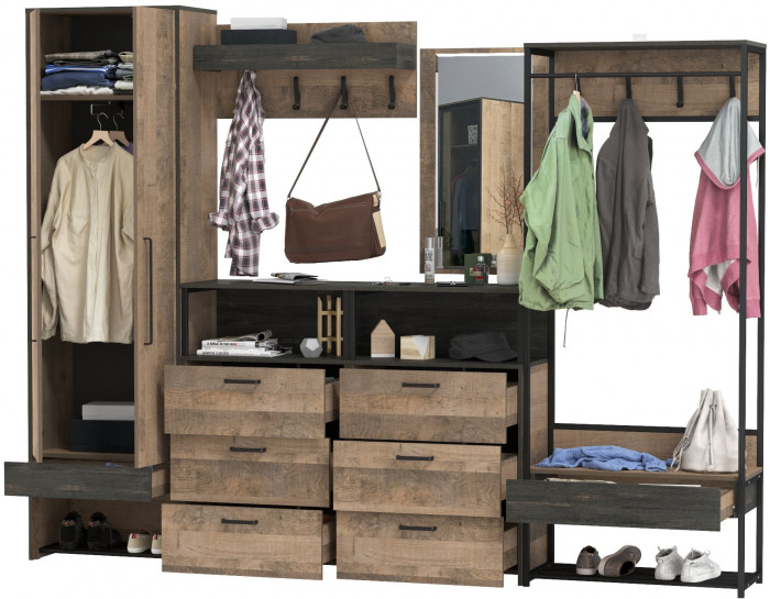 Трувор Прихожая 242, дуб гранж песочный/интра