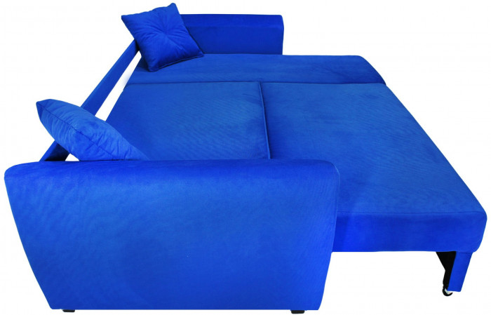 Диван-кровать угловой Амстердам Люкс, 160х200, еврокнижка, независимый пружинный блок, велюр, синий