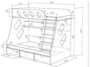 Дельта-20.01 Детская двухъярусная кровать с лестницей (Дуб молочный, Белый)