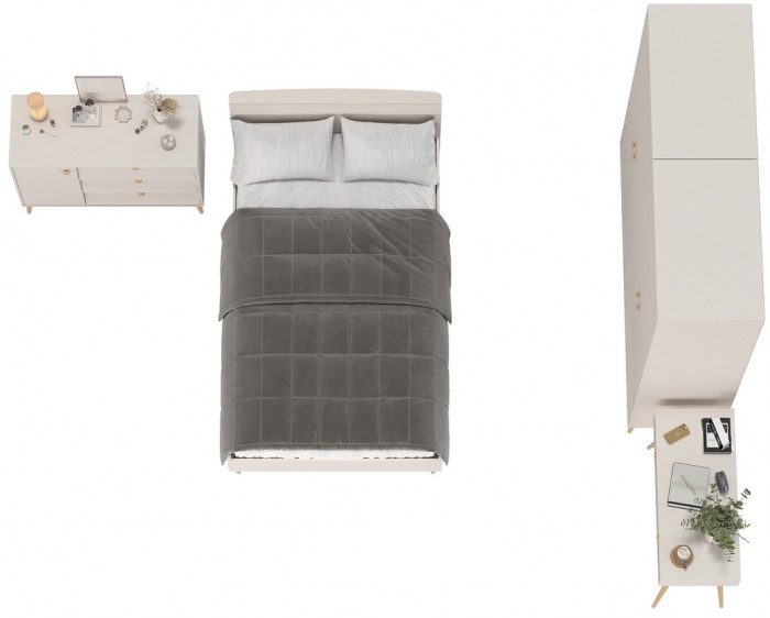 Афина Спальня 19-1200, цвет кашемир серый, сп.м. 1200х2000 мм., б/м, основание есть - фанера