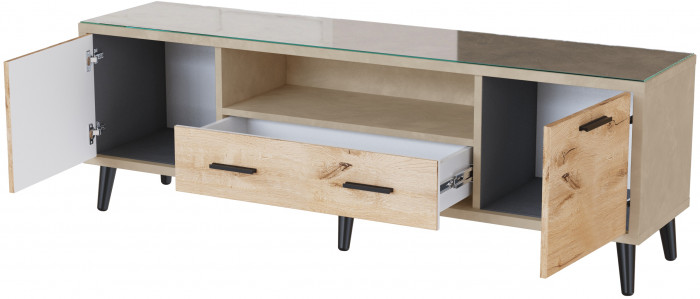 Тумба ТВ интерьерная 1,6 Ланс бежевый/мдф дуб канадский