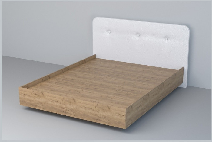 Кровать 1,4 арт.031 (Пуговицы) ЛН. (Дуб Крафт Золотой/Стальной Серый)