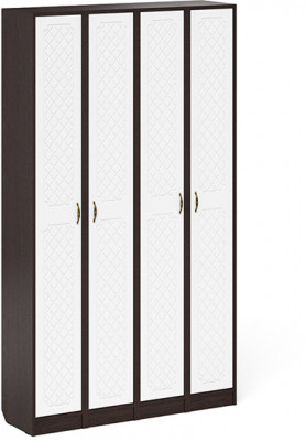 Прихожая П-6 Пенал 4 штуки, цвет венге/фасады МДФ белое дерево фрезеровка ромб, ШхГхВ 60х35х210 см., универсальная сборка