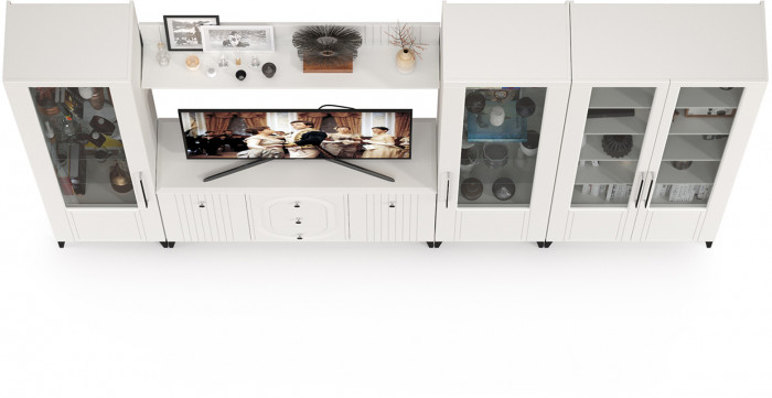 Валенсия Гостиная № 106, ЛДСП белый шагрень/МДФ белый шагрень