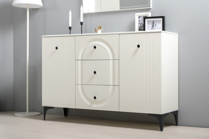 Валенсия Гостиная № 106, ЛДСП белый шагрень/МДФ белый шагрень