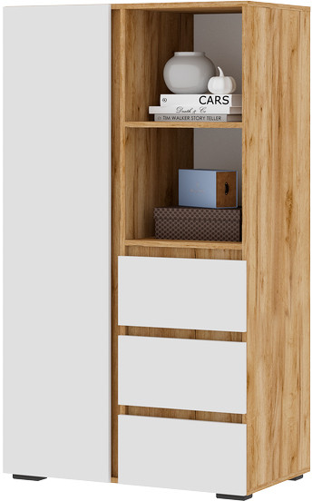 Хелен ШК 03 Шкаф (0,802х1,414х0,460) белый/дуб крафт золото