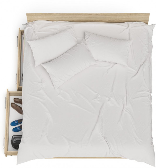 Мори Кровать с ящиками 1800, цвет дуб сонома, ШхГхВ 183,5х203,5х70 см., сп.м. 1800х2000 мм., без матраса, основание есть