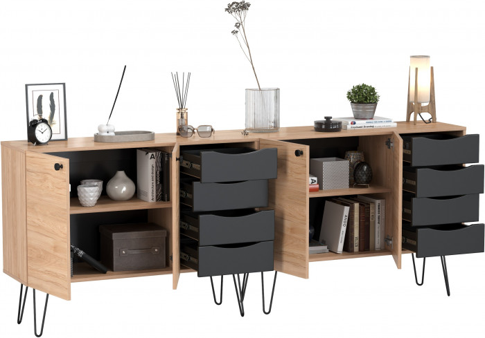 Брюс Комод-тумба 16.233 + Брюс Комод-тумба 16.233, цвет чёрный/Battle rock Santiago, ШхГхВ 226,8х38,3х85,6 см., универсальная сборка