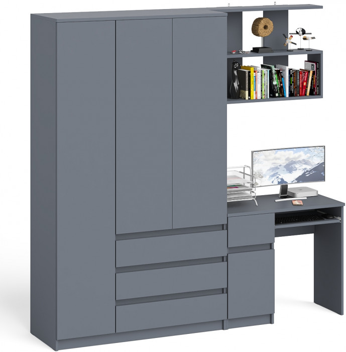 Мори компьютерный стол МС-1 левый + Шкаф МШ1200.1 + Полка 900, графит
