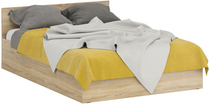 Кровать 1400 + Шкаф 2-х створчатый Стандарт, цвет дуб сонома, ШхГхВ 143,5х203,5х70 + 90х52х200 см., сп.м. 1400х2000 мм., без матраса, основание есть