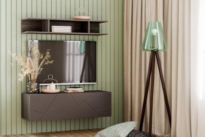 Гостиная Summit комплектация 16 Ясень анкор тёмный/софт графит/капучино