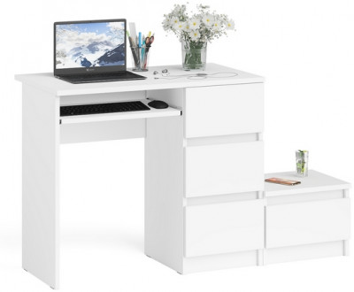 Мори Стол компьютерный МС-6 правый + Тумба ТМП400.1, цвет белый, ШхГхВ 130,4х50х76,6 см., выдвижные ящики справа, НЕ универсальная сборка