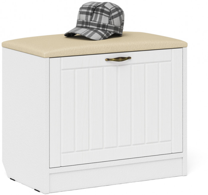 Прихожая П-6 Компоновка № 31, цвет белая шагрень/фасады МДФ белое дерево фрезеровка прованс, ШхГхВ 200х50х210 см., универсальная сборка