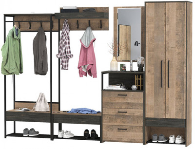 Трувор Прихожая 244, дуб гранж песочный/интра