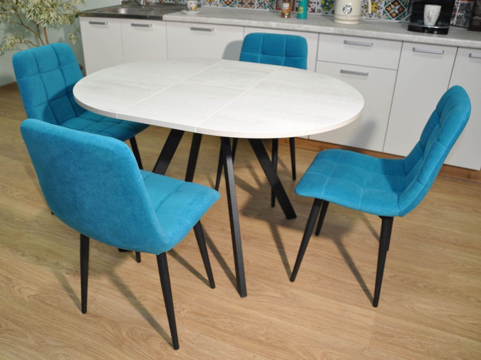 Обеденная группа Нарди / Стул Х 4 шт. / Бетон белый/черный / бид 26