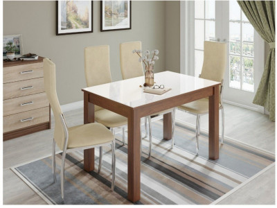 Стол обеденный Норман 1200х800 орех шоколадный/лакобель белый