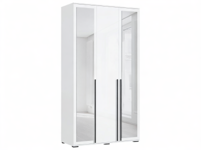 Норд Шкаф 3-х створчатый 1200 с 2-мя зеркалами, Белый глянец/Белый