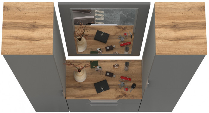 Октава Прихожая 43, серый графит/дуб крафт золотой/фасады МДФ серый графит