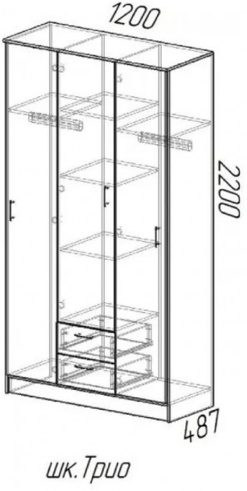 Трио Шкаф трёхдверный, Венге / Лоредо (Венге / лоредо)
