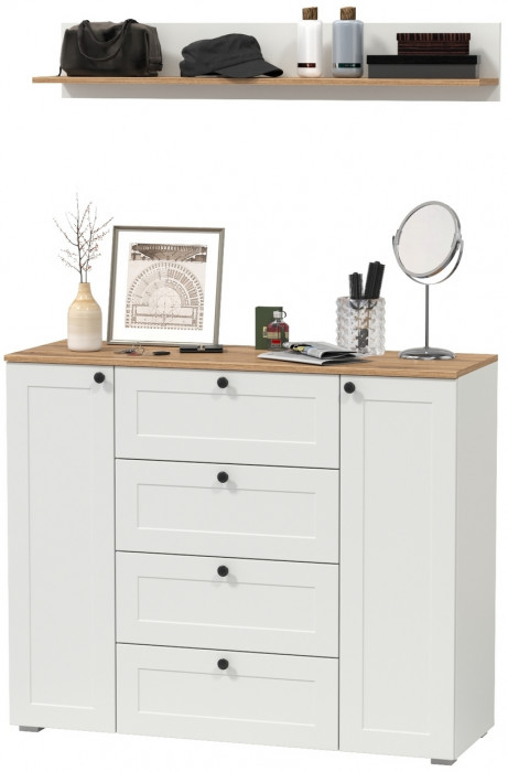 Остин Прихожая 72, цвет белый шагрень/дуб крафт золотой, ШхГхВ 120х41,9х160 см.