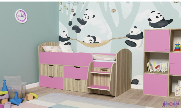 Кровать-чердак Малыш 7 (Белое дерево/Винтерберг)