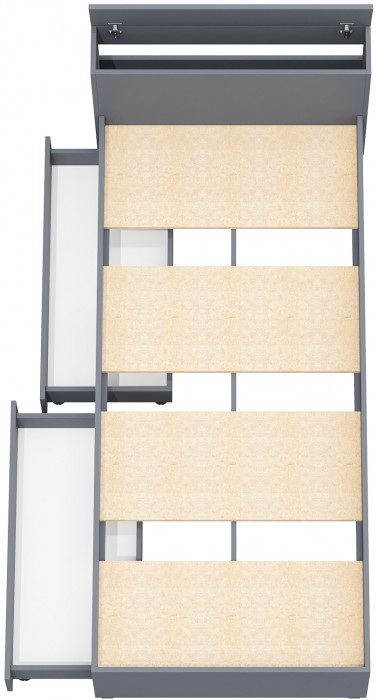 Ксения Кровать с ящиками 0900, цвет графит, ШхГхВ 96,4х221,6х72 см., сп.м. 900х2000 мм., без матраса, основание есть, универсальная сборка