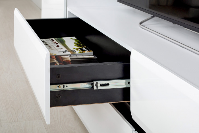 Сидней Комплектация № 047, корпус белый/чёрный/фасады МДФ белый глянец