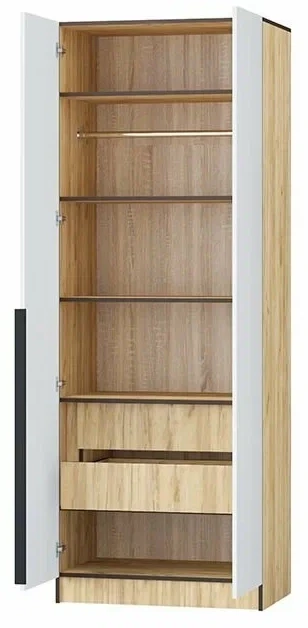 Шкаф Авангард 800, Белый древесный/Дуб крафт золотой