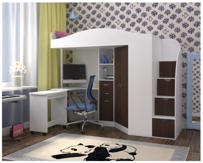 Кровать-чердак Юниор 4 (Винтерберг/Оранжевый)