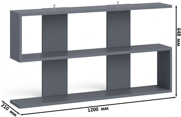 Мори Стол письменный МСП1200.1 + Стеллаж МСТ600.3 + Полка 1200, цвет графит, ШхГхВ 180,8х50х209,6 см., универсальная сборка