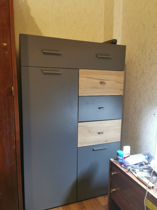 Комод Дублин, Дуб крафт золотой/Графит серый