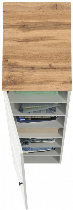 Остин 13.225 Шкаф-пенал, цвет белый шагрень/дуб крафт золотой, ШхГхВ 40х54,3х229,6 см., универсальная сборка