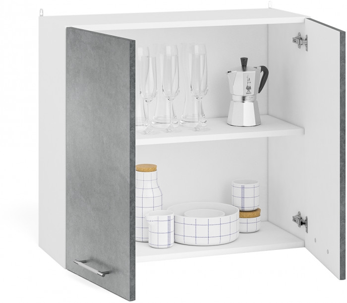 Кухня Мебель--24 ШВ800 Шкаф 80 см., цвет корпус белый/фасад МДФ бетон лофт графит, ШхГхВ 80х32х72 см.