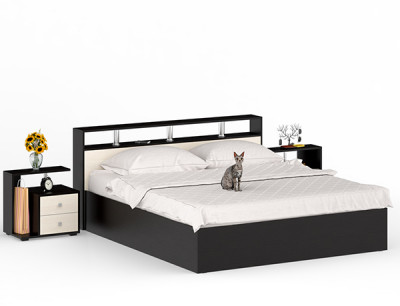 Камелия Кровать 1800 + две тумбы, венге/дуб лоредо